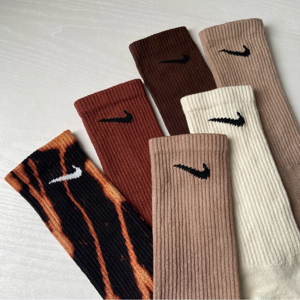 Custom Dyed Nike Crew Socks - Earth Tone 6 Pack